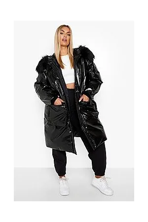 Boohoo Plus Faux Fur Metallic Parka