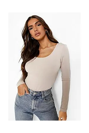 Boohoo Slinky Scoop Long Sleeve Bodysuit