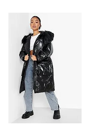 Boohoo Petite Faux Fur Metallic Parka