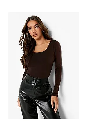 Boohoo Slinky Scoop Long Sleeve Bodysuit