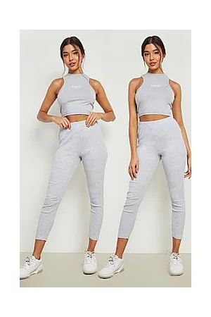 Boohoo Basics 2 Pack High Waisted Ribbed Cropped Leggings