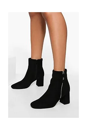 Boohoo Zip Detail Block Heel Ankle Boots