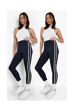 Boohoo Basics 2 Pack High Waisted Sports Stripe Jersey Leggings