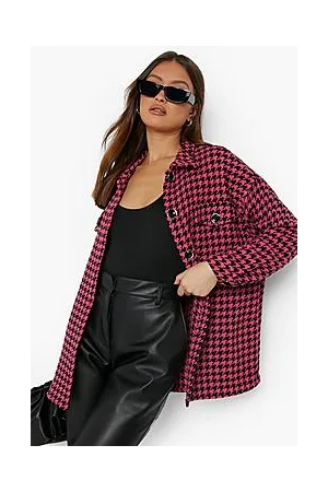 Boohoo Dogtooth Wool Look Shacket