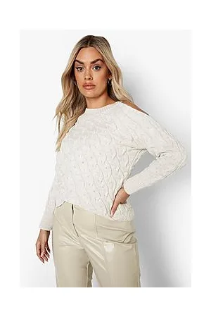 Boohoo Plus Cable Knit Asymmetric Jumper