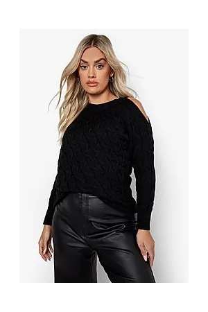 Boohoo Plus Cable Knit Asymmetric Jumper