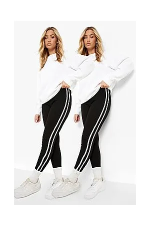 Boohoo Basics 2 Pack High Waisted Sports Stripe Jersey Leggings
