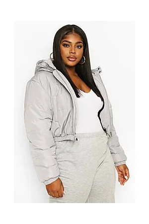 Boohoo Plus Hooded Cropped Puffer Jacket