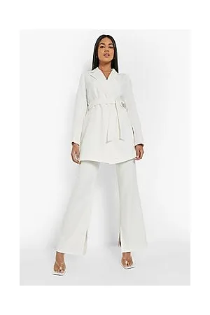 Boohoo Split Hem Tailored Wide Leg Trousers