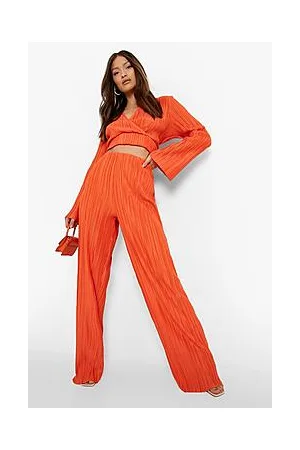 Boohoo Plisse Wide Leg Trousers