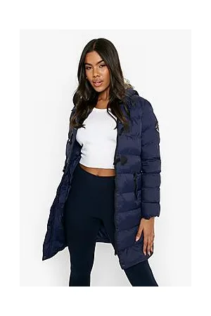 Boohoo Quilted Faux Fur Hood Parka Coat