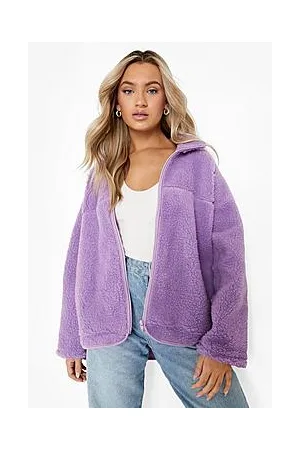 Boohoo Oversized Funnel Neck Teddy Faux Fur Jacket