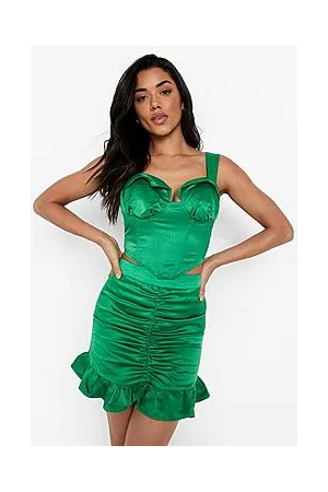 Boohoo Satin Ruffle Detail Corset