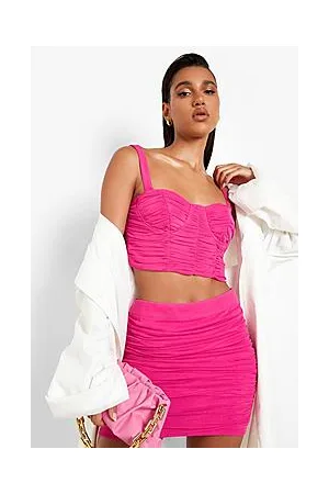 Boohoo Ruched Mesh Cupped Bralette