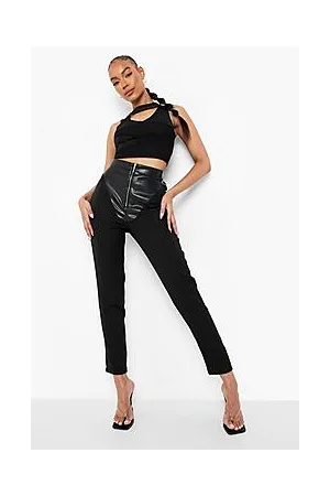 Boohoo Contrast Pu Crepe Bum Booster Skinny Trouser