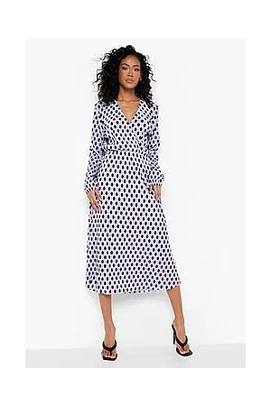 Boohoo Tall Pleated Polka Dot Wrap Dress