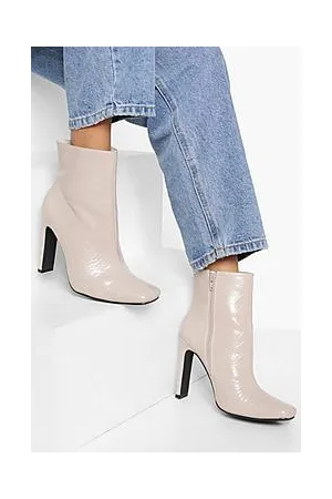 Boohoo Wide Fit Skinny Block Heel Square Toe Boots