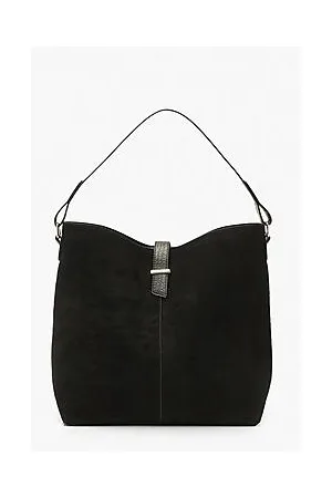 Boohoo Croc Handle Suedette Structured Tote