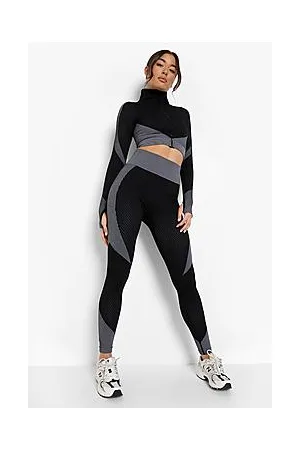 Boohoo Textured Panelled Stripe Seamless Gym Legging