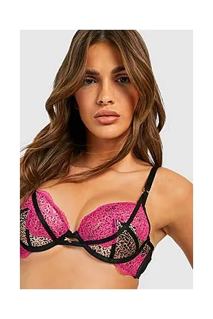 Boohoo Leopard Lace Under Wire Bra
