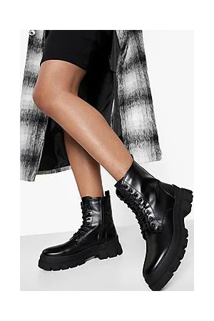 Boohoo Pu Lace Up Hiker Boots
