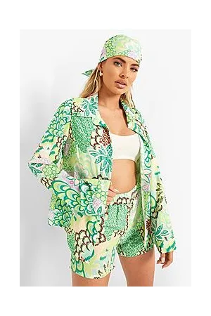 Boohoo Three Piece Printed Shirt & Shorts Set
