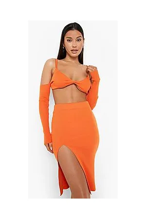 Boohoo Knitted Crop And Skirt Co-ord