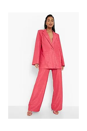 Boohoo Bright Textured Wide Leg Trousers