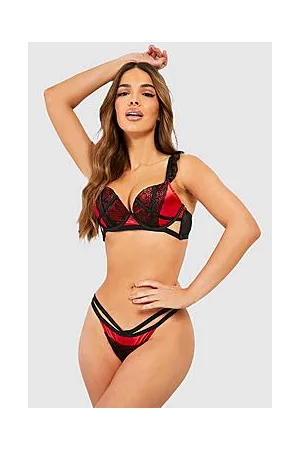 Boohoo Contrast Strapping Push Up Bra