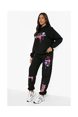 Boohoo Graffiti Print Hoodie & Jogger Tracksuit