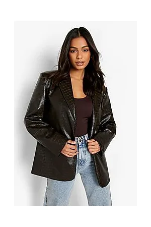 Boohoo Faux Croc Leather Blazer