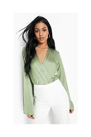 Boohoo Tall Satin Wrap Over Bodysuit