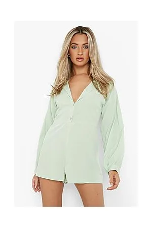 Boohoo Button Down Oversized Smock Playsuit