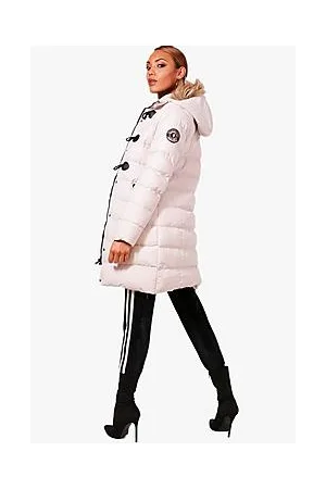 Boohoo Quilted Faux Fur Hood Parka Coat