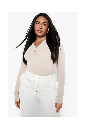 Boohoo Plus Button Front Knitted Bodysuit