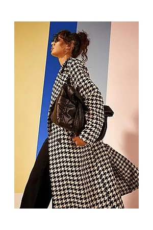 Boohoo Dogtooth Structured Wool Coat