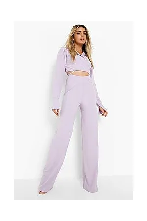 Boohoo Tie Waist Cropped Shirt & Wide Leg Trousers