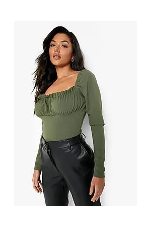 Boohoo Scuba Crepe Puff Sleeve Bodysuit
