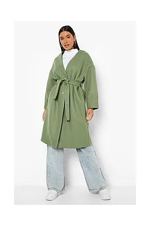 Boohoo Wool Look Belted Longline Jacket