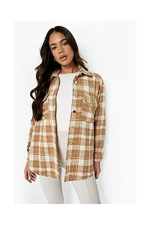 Boohoo Mono Check Oversized Shacket
