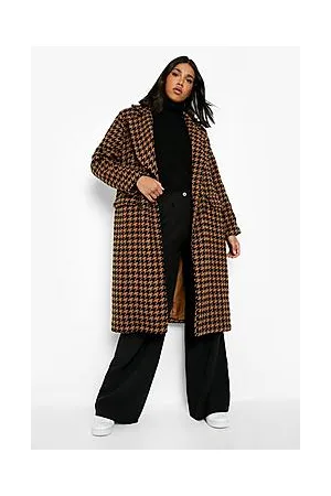Boohoo Dogtooth Structured Wool Coat