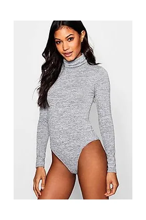 Boohoo Marl Knit Roll Neck Bodysuit