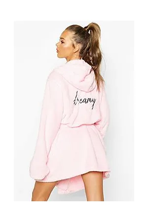 Boohoo Dreamy Embroidered Fluffy Robe