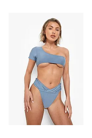 Boohoo Recycled One Shoulder Crop Bikini Top