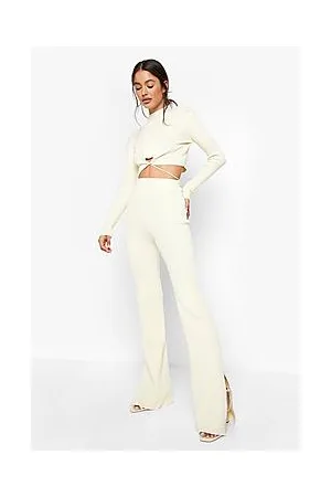 Boohoo Rib Wrap Detail Knitted Set