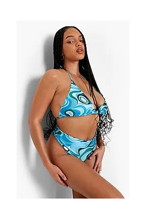 Boohoo Plus Marble Triangle Bikini