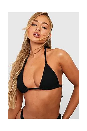 Boohoo Crinkle Triangle Tie Bikini Top