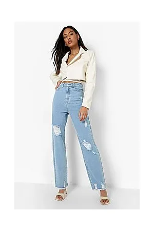 Boohoo Tall Acid Wash Distressed Boyfriend Jeans