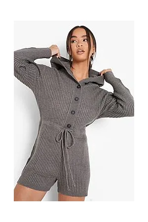 Boohoo Slouchy Rib Lounge Playsuit