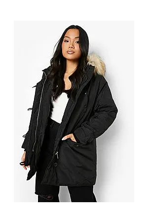 Boohoo Petite Faux Fur Hooded Parka Coat